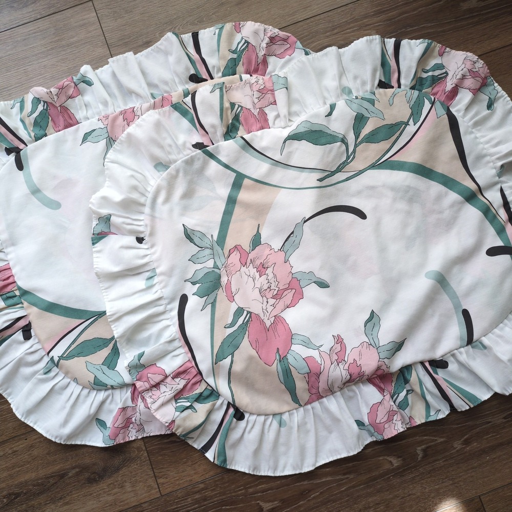 Vtg Springmaid Anastasia Andre Richard Standard Pillow Shams Ruffle Floral Set